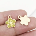 Yellow enamel cherry blossom flower charms with gold plating for DIY jewelry making - Light Green Small Cherry Blossom (12084) / 12x14.5mm