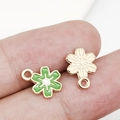 Pendentifs tournesol en émail vert et fleur dorée en alliage pour création de bijoux DIY - Mini Fleur Verte (14769) / 8x11mm