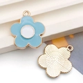 Pendentifs fleurs en émail bleu et blanc en alliage doré pour bijoux DIY - Fleur Émail Bleu Lac (19x21mm)(14756) / 19x21mm