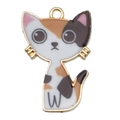 Cartoon Glückskatze Emaille-Anhänger mit Goldrand für DIY Schmuck und Zubehör - Calico-Druckkatze-19138