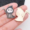 Colgante de la Parca en aleación esmaltada para joyería DIY y accesorios de collar - Esqueleto Segador de Halloween Esmaltado Negro (19542)