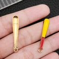Miniature baseball bat alloy charms in gold finish and colorful enamel for DIY jewelry - Yellow Baseball Bat