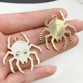 Creative spider charms in gold and white enamel for Halloween jewelry making - White Moving Eye Spider (19478) / 34x33mm