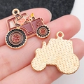 Colgante de tractor de Acción de Gracias en oro rosa para joyas y llaveros DIY - Hombre Calabaza en Coche