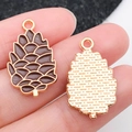 Colgante de piña con esmalte marrón y acabado dorado para pulseras y manualidades DIY - Estilo Piña Acción de Gracias Marrón
