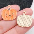 Colgante de calabaza de Halloween con esmalte naranja y base de metal dorado para hacer joyas - Estilo Calabaza Sonriente Naranja