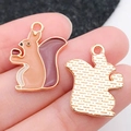 Colgante de ardilla esmaltada con reverso dorado para pulseras DIY y joyería artesanal - Estilo Ardilla Acción de Gracias Marrón
