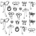 Vintage silver hollow bow and heart alloy charms set for DIY jewelry and crafts making - Antique Silver Bow Pendant Multi-Style Collection (SN946)