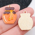 Colgante de tarro de miel en esmalte naranja y acabado dorado para manualidades DIY - Estilo Frasco de Miel Naranja
