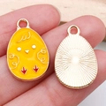 Cartoon chicken egg pendant charm with yellow enamel finish for DIY jewelry making - Chick Egg (15139) / 1 Piece/Pack (14x22mm) / Turmeric
