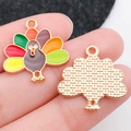 Colgante de pavo esmaltado en colores otoñales para joyas DIY de Acción de Gracias - Estilo Pavo de Siete Colores