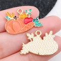 Colgante de calabaza esmaltado con borde dorado para pulseras y joyería creativa - Estilo Frutas Y Verduras Naranja
