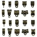 Set of 20 antique bronze alloy charm connectors and bail beads for DIY jewelry making - Antique Bronze Triple Bails (SN853)