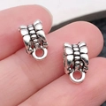 Conector de colgante de aleación de plata para joyería DIY, juego de dos piezas - Enganche Triple Plata Antigua (8279)