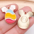 Easter bunny ears egg charm with colorful enamel inlay for DIY jewelry making - Wavy Rabbit Ear Egg (18600) / 1 Piece/Pack (17x22mm) / KC Gold / Multicolor