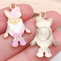 Pink and blue enamel Easter gnome charms with gold plating for DIY jewelry making - Pink Hat Gnome (18604) / 1 Piece (15x26mm) / KC Gold / Pink