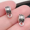 Conectores de plata antigua para joyas DIY con grabados de motivos florales vintage - Enganche Triple con Patrón Plata Antigua (8912)