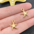 Golden starfish alloy charms for DIY jewelry making such as bracelets and earrings - KC Gold Marine Starfish Style (11606)