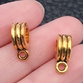 Cuentas tubulares de aleación dorada con lazo para creación de joyas y pulseras DIY - Enganche Triple Oro Antiguo (14336)