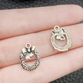Vintage silver hollow wreath bow charms in alloy for DIY jewelry bracelet making - Antique Silver Round Wreath Style (15769)