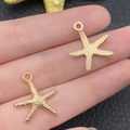 KC gold starfish alloy pendants with dot and stripe textures for DIY jewelry making - KC Gold Marine Starfish Style (16229)