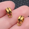 Cuentas de fianza de aleación de oro pulido para joyería DIY con bucles anulares - Enganche Triple Oro Antiguo (14342)