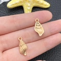 KC gold conch shell alloy pendant for DIY jewelry making with textured finish - KC Gold Marine Conch Style (18305)