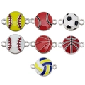 Assorted sports ball enamel alloy charms featuring football basketball and volleyball for DIY - Sport Ball Connector Set (SN962)