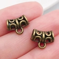 Cierres calados de bronce antiguo con anilla para joyería DIY y cordones de cuero - Enganche Triple Bronce Antiguo (20665)