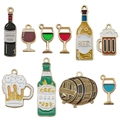 Set of wine and beer bottle alloy enamel charms for DIY jewelry and keychain pendants - Enamel Wine Glass Series (SN967)