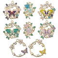 Set of eight colorful enamel butterfly flower wreath pendants with rhinestones for DIY jewelry - Enamel Rhinestone Butterfly Mixed Styles (SN968)
