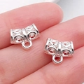 Conectores de fianza plateados huecos para creación de collares y pulseras DIY - Enganche Triple Plata Brillante (20682)