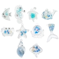 Set of 10 transparent acrylic ocean animal pendants with blue sand and gold foil inside - Resin Blue Ocean Animal Set Style (SN973)