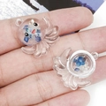 Cartoon acrylic octopus resin charms with blue dried flowers for DIY keychains - Blue Sequin Octopus Style (19750)
