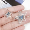 Star-shaped blue acrylic pendant with sparkles and cute cartoon face for DIY keychains - Blue Quicksand Star Style (19751)