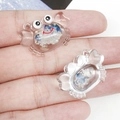 Transparent acrylic crab pendant with blue decorative sand and beads for DIY keychains - Blue Sequin Crab Style (19752)