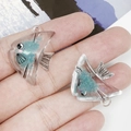 Tropical fish acrylic charm with blue-green glitter and sequins for DIY keychains - Lake Blue Sequin Fish Style (19756)