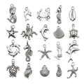 Colgantes de animales marinos en plata antigua con sirena y tortuga para joyería DIY - Serie Océano Plata Antigua