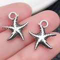 Colgantes de estrella de mar de plata vintage para creación de joyas DIY con gran detalle - Estrella de Mar de Plata Antigua (2356)