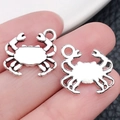 Charms de aleación en forma de cangrejo plateado para crear joyas y collares DIY - Cangrejo Océano Plata Antigua (10362)