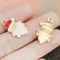 Colgante de Papá Noel esmaltado con reverso dorado para joyería navideña artesanal - Cabeza de Papá Noel Roja y Blanca (15550)