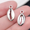 Colgantes de concha en plata antigua en la punta del dedo para hacer joyas DIY - Concha Oceánica Plata Antigua (11296)