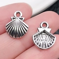 Colgantes de concha en aleación plateada con textura detallada para creación de joyas DIY - Concha Oceánica Plata Antigua (11303)