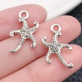 Colgantes de estrella de mar en plata antigua sobre la yema del dedo para joyería - Estrella de Mar Oceánica Plata Antigua (16313)