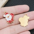 Kerstman hanger van legering met rood emaille en gouden achterkant voor DIY sieraden - Rood-wit Emaille Kerstman (9902)