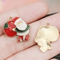 Colgante esmaltado de Papá Noel dorado con saco rojo para creación de joyas DIY artesanas - Papá Noel Dorado KC Rojo (18066)