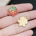 Pendentif de Noël en alliage avec flocon rouge et nœud vert pour la création de bijoux - Flocon de Neige à Nœud (19682)