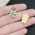 Pendentif sapin de Noël en alliage avec émail coloré et finition dorée festive - Sapin de Noël Vert (19683)