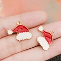 Colgantes de gorro de Papá Noel en esmalte rojo y dorado para creación de joyas - Gorro de Navidad Rojo (19565)