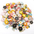 Colorful mixed alloy flower pendants with enamel finish for DIY jewelry and keychains - Random Mixed Enamel Flowers (SN487)